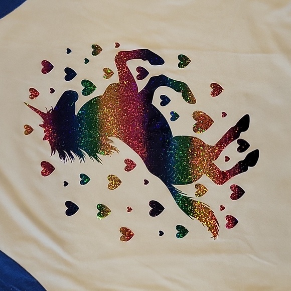 Rainbow Unicorn Top Girls Size 7 - Picture 2 of 3